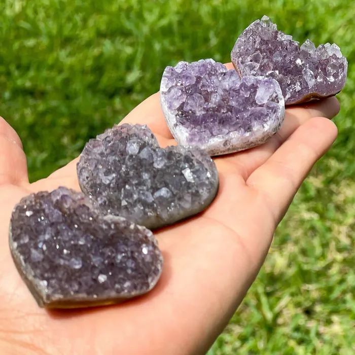 Magic Crystals Druzy Amethyst Heart Cluster Charm Necklaces