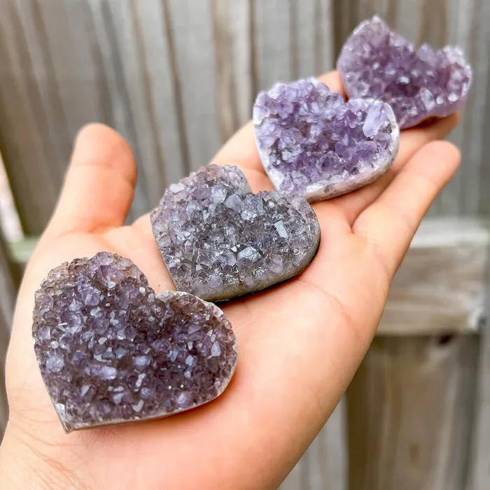 Magic Crystals Druzy Amethyst Heart Cluster Charm Necklaces