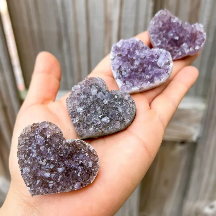 Magic Crystals Druzy Amethyst Heart Cluster Charm Necklaces