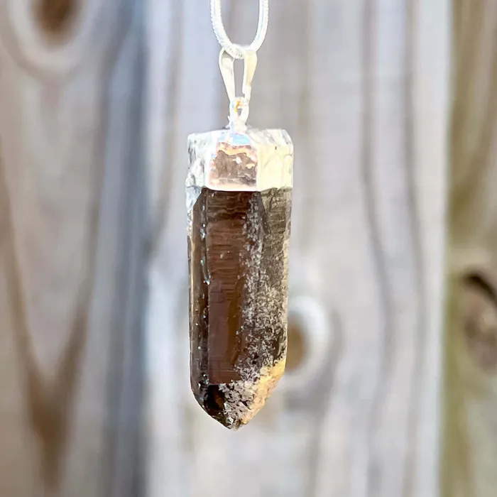 Necklaces Magic Crystals Rough Smoky Quartz Single Point Pendant Necklace