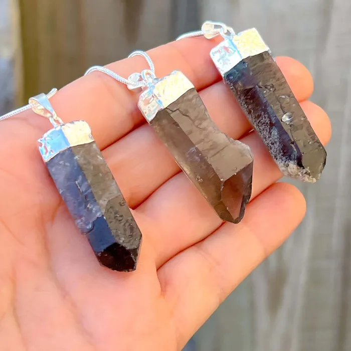 Necklaces Magic Crystals Rough Smoky Quartz Single Point Pendant Necklace