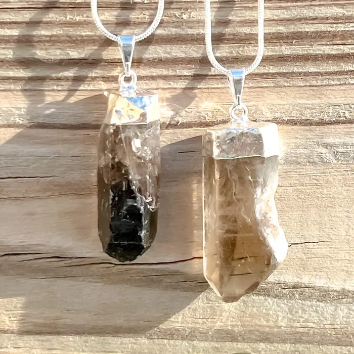 Necklaces Magic Crystals Rough Smoky Quartz Single Point Pendant Necklace