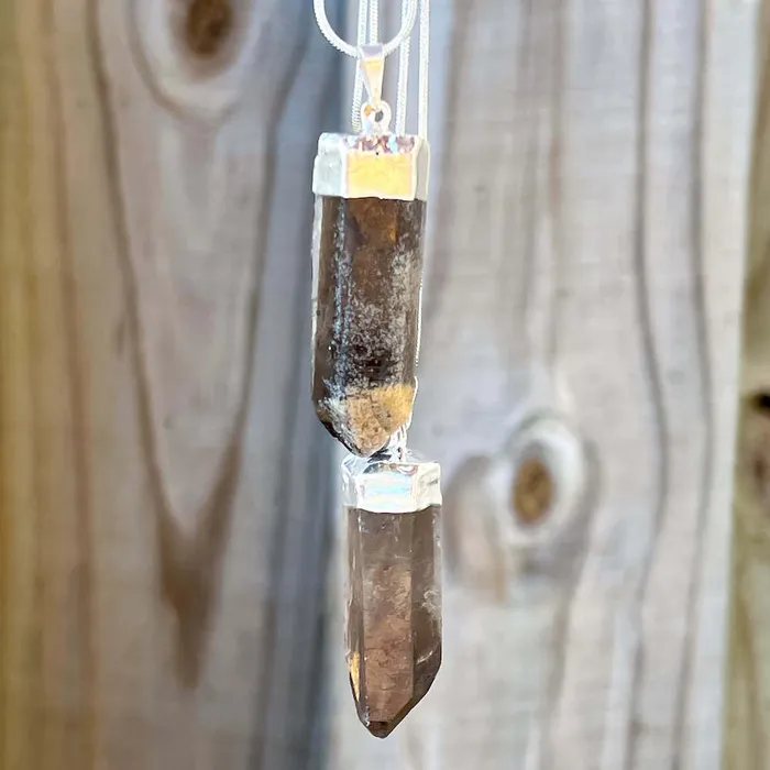 Necklaces Magic Crystals Rough Smoky Quartz Single Point Pendant Necklace