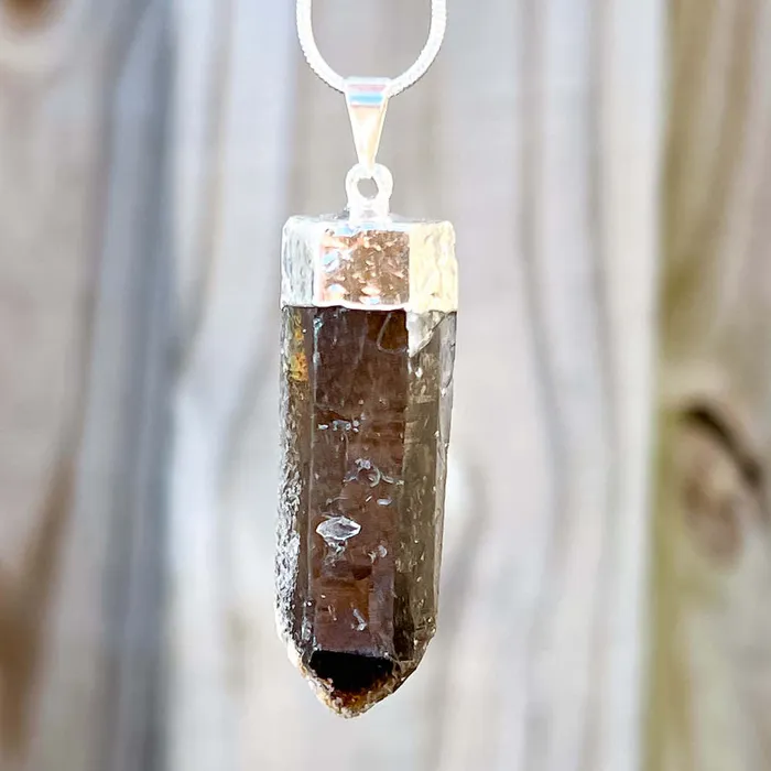 Necklaces Magic Crystals Rough Smoky Quartz Single Point Pendant Necklace
