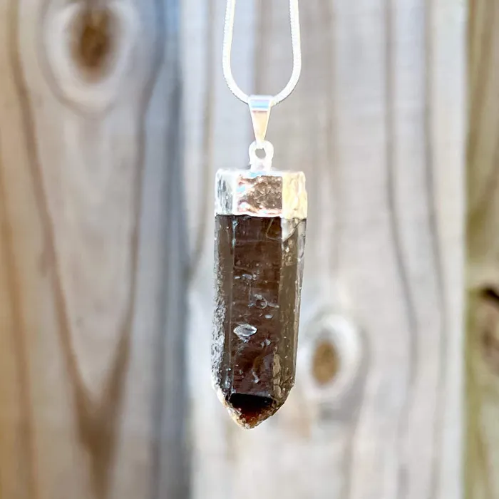 Necklaces Magic Crystals Rough Smoky Quartz Single Point Pendant Necklace