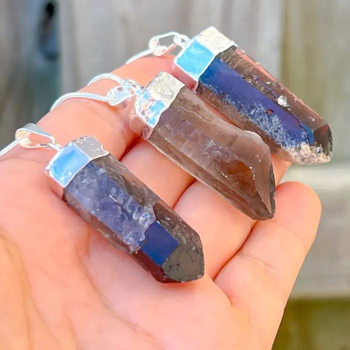 Necklaces Magic Crystals Rough Smoky Quartz Single Point Pendant Necklace