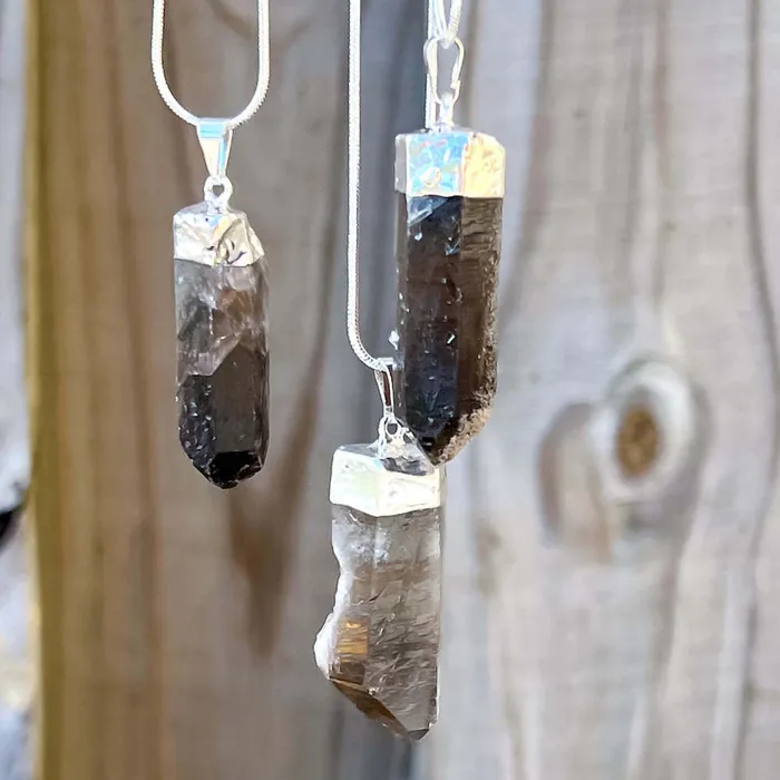 Necklaces Magic Crystals Rough Smoky Quartz Single Point Pendant Necklace