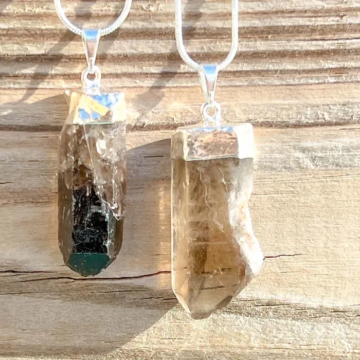 Necklaces Magic Crystals Rough Smoky Quartz Single Point Pendant Necklace