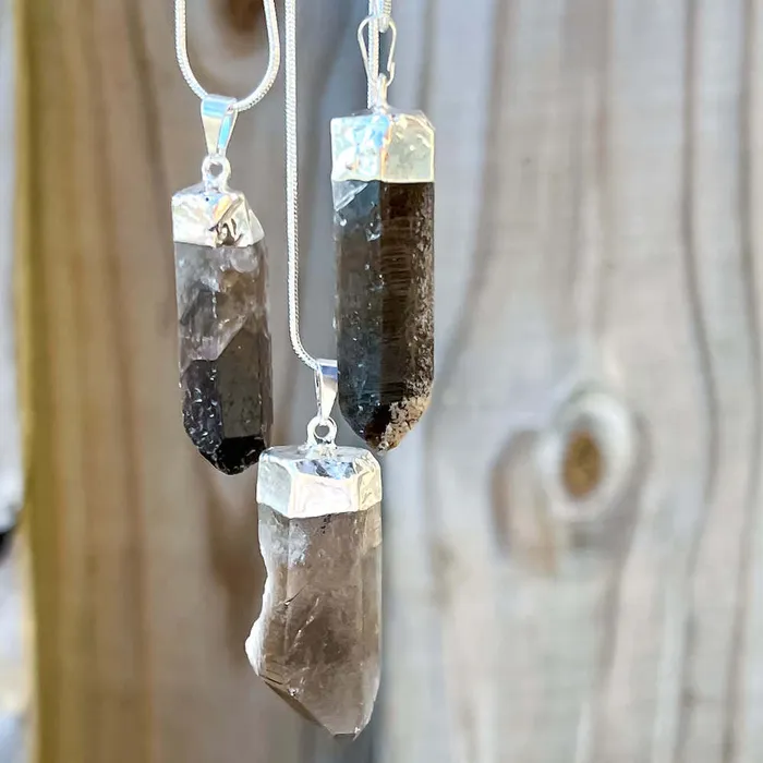 Necklaces Magic Crystals Rough Smoky Quartz Single Point Pendant Necklace