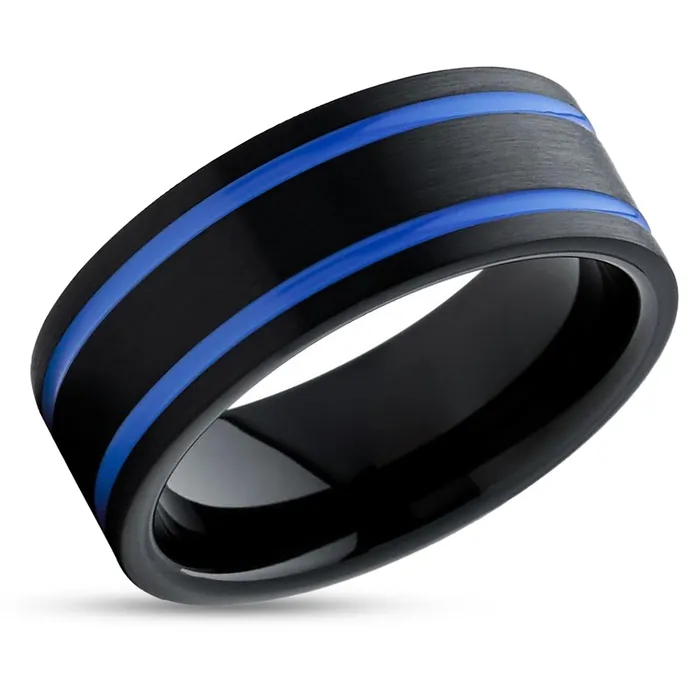 Rings Clean Casting Jewelry Black Tungsten Wedding Band Blue Tungsten Ring Mens Wedding Band 8mm Rings Clean Casting Jewelry Black Tungsten Wedding Band Blue Tungsten Ring Mens Wedding Band 8mm