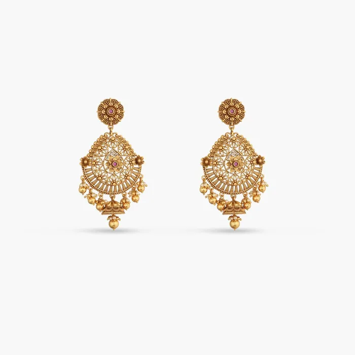 Swara Floral Jhumki Statement Long Necklace Set SILVER Necklaces