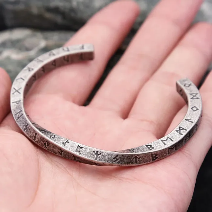 Viking Arm Ring Twist Cuff Rune Engraved Valhalla Vikings Rings