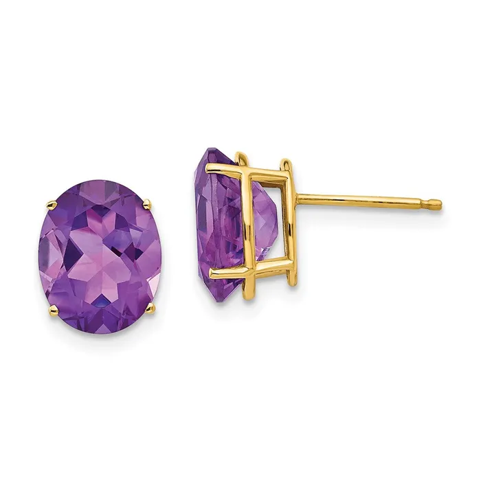 14k 10x8mm Oval Amethyst Earrings Jewelry Earrings