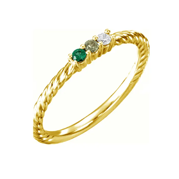 14kt Gold Birthstone Mothers Ring Engravable with Three Birthstones deBebians Rings 14kt Gold Birthstone Mothers Ring Engravable with Three Birthstones deBebians Rings