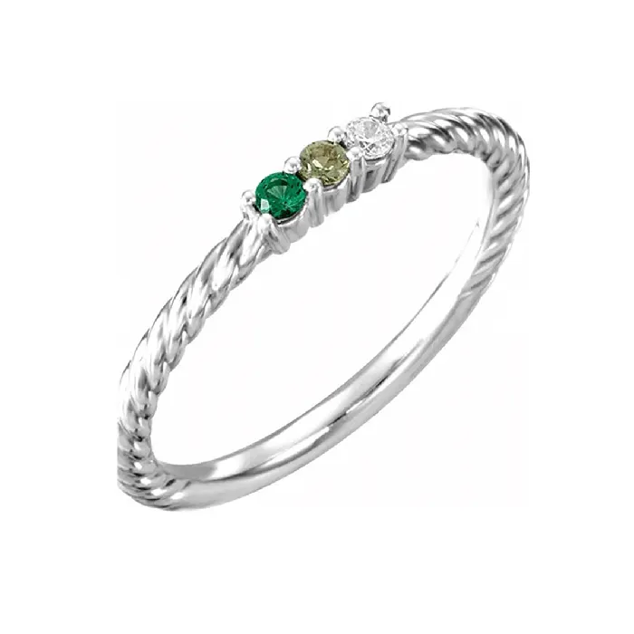 14kt Gold Birthstone Mothers Ring Engravable with Three Birthstones deBebians Rings 14kt Gold Birthstone Mothers Ring Engravable with Three Birthstones deBebians Rings