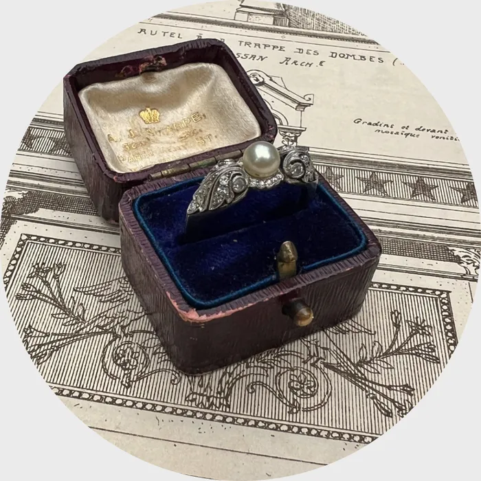 21stfinds Rings Platinum Winged Diamond Pearl Ring