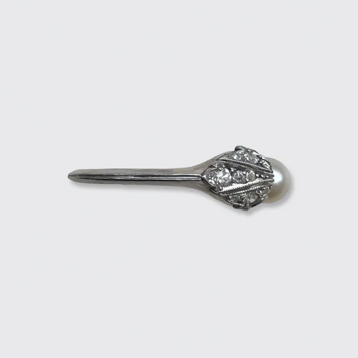 21stfinds Rings Platinum Winged Diamond Pearl Ring