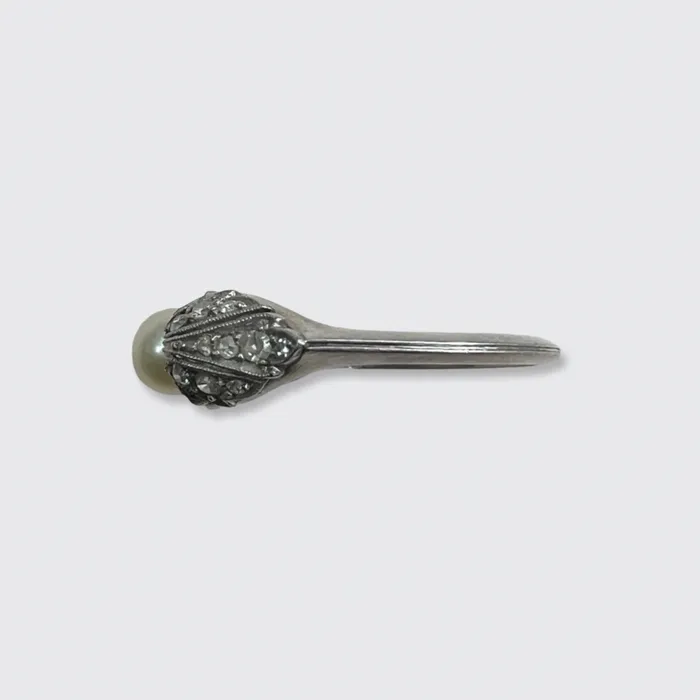 21stfinds Rings Platinum Winged Diamond Pearl Ring
