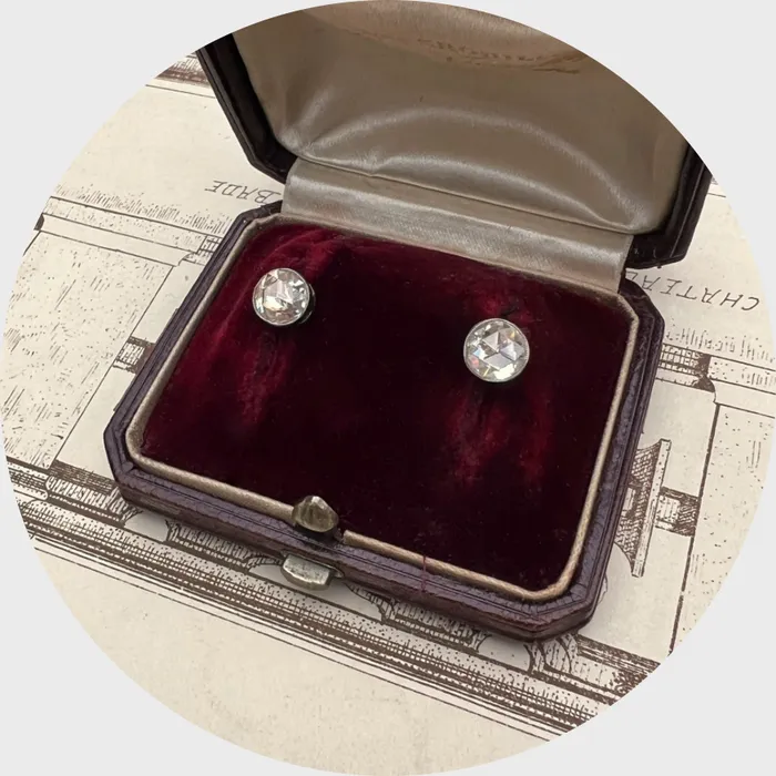 21stfinds Victorian RoseCut Diamond Solitaire Earrings Earrings