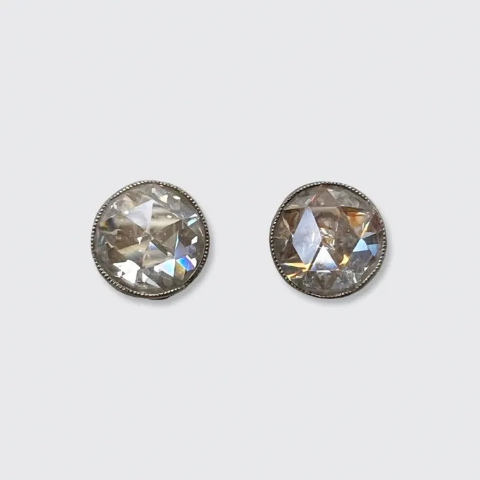 21stfinds Victorian RoseCut Diamond Solitaire Earrings Earrings