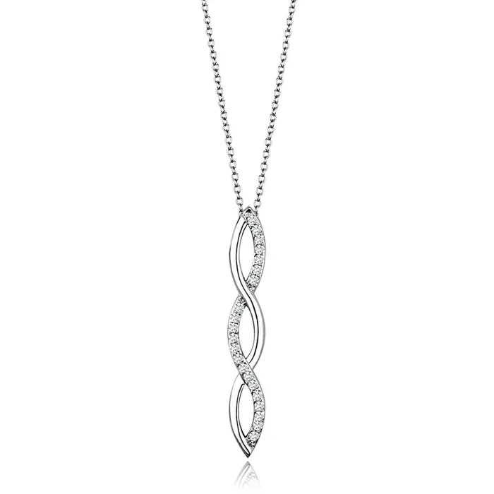 3W1039 Rhodium Brass Chain Pendant with AAA Grade CZ in Clear Alamode Necklaces 3W1039 Rhodium Brass Chain Pendant with AAA Grade CZ in Clear Alamode Necklaces