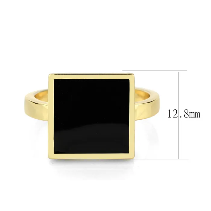 3W1619 Flash Gold Brass Ring with Epoxy in Jet Alamode Rings