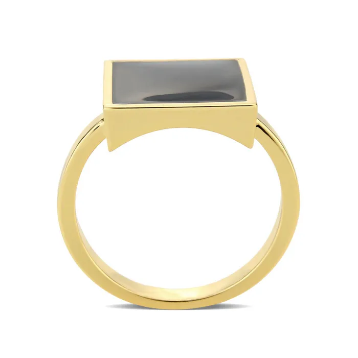3W1619 Flash Gold Brass Ring with Epoxy in Jet Alamode Rings