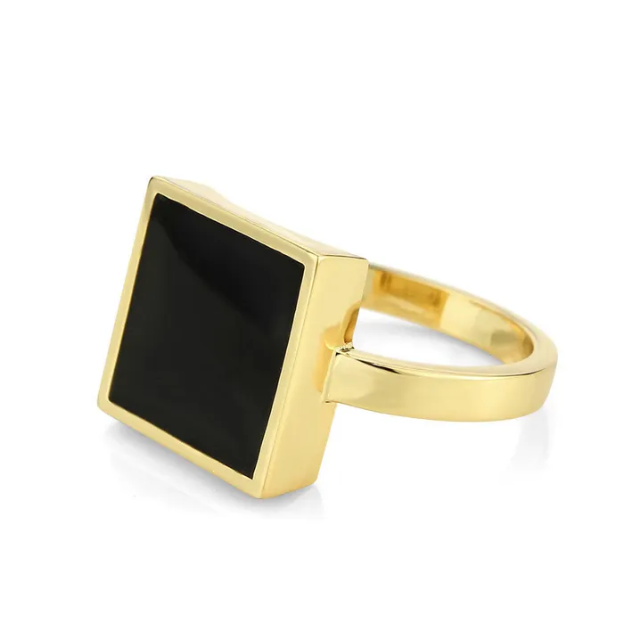 3W1619 Flash Gold Brass Ring with Epoxy in Jet Alamode Rings