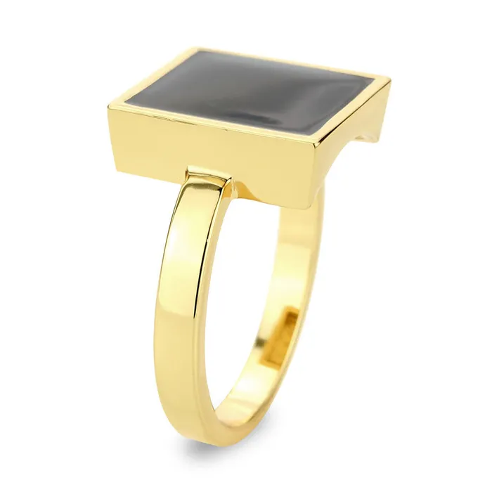 3W1619 Flash Gold Brass Ring with Epoxy in Jet Alamode Rings
