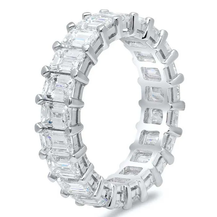 500 cttw Emerald Cut Shared Prong Diamond Eternity Band deBebians Rings