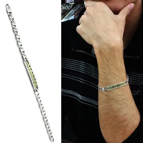 Alamode Bracelets TK570 High polished no plating Stainless Steel Bracelet with AAA Grade CZ in Olivine color