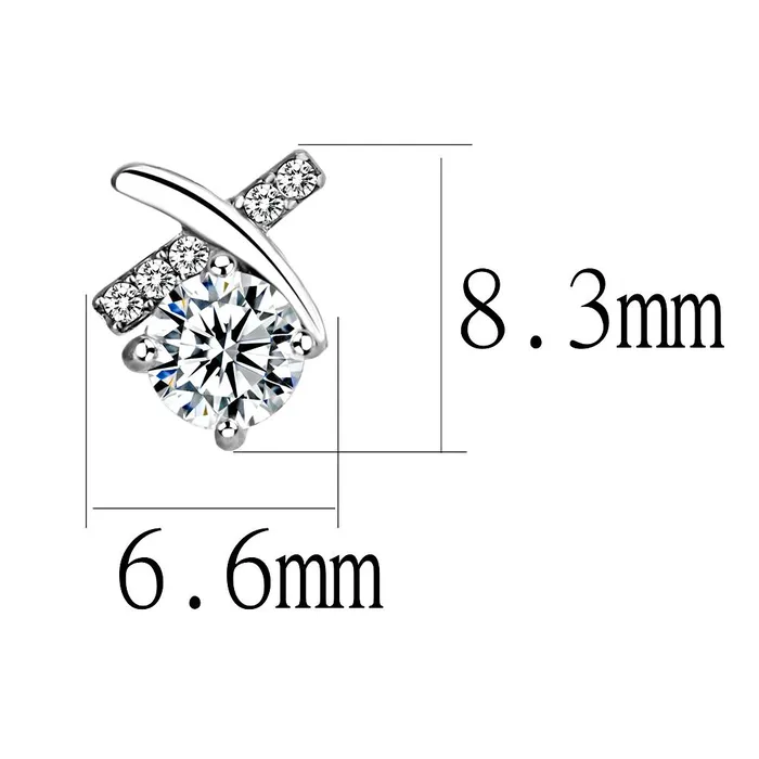 Alamode Earrings DA205 High polished no plating Stainless Steel Earrings with AAA Grade CZ in Clear