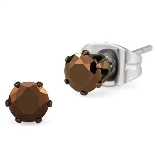 Alamode Earrings TK2585 Two Tone IP Light Brown IP Light coffee Stainless Steel Earrings with AAA Grade CZ in Light Coffee