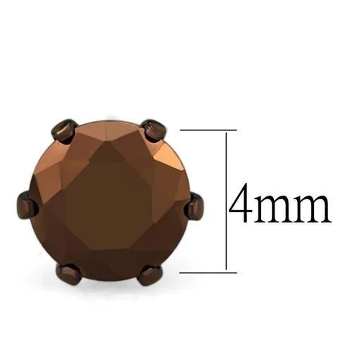Alamode Earrings TK2585 Two Tone IP Light Brown IP Light coffee Stainless Steel Earrings with AAA Grade CZ in Light Coffee