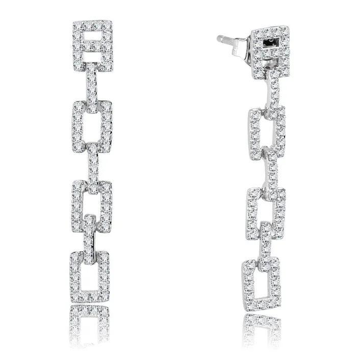 Alamode Earrings TS326 Rhodium 925 Sterling Silver Earrings with AAA Grade CZ in Clear Alamode Earrings TS326 Rhodium 925 Sterling Silver Earrings with AAA Grade CZ in Clear