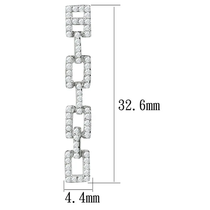 Alamode Earrings TS326 Rhodium 925 Sterling Silver Earrings with AAA Grade CZ in Clear