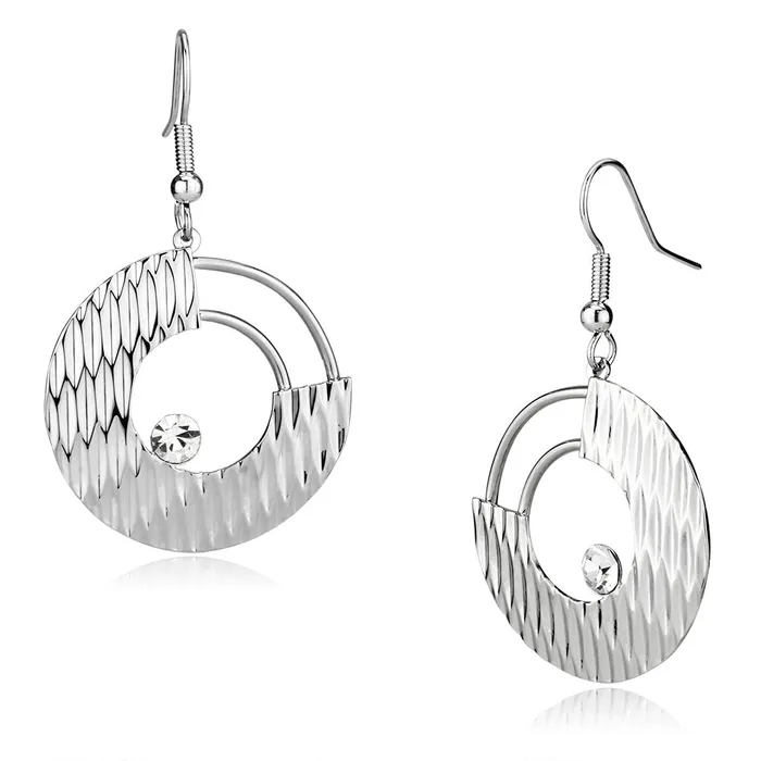 Alamode LO2677 Rhodium Iron Earrings with Top Grade Crystal in Clear Earrings Alamode LO2677 Rhodium Iron Earrings with Top Grade Crystal in Clear Earrings