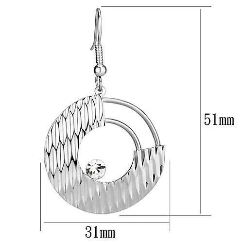 Alamode LO2677 Rhodium Iron Earrings with Top Grade Crystal in Clear Earrings