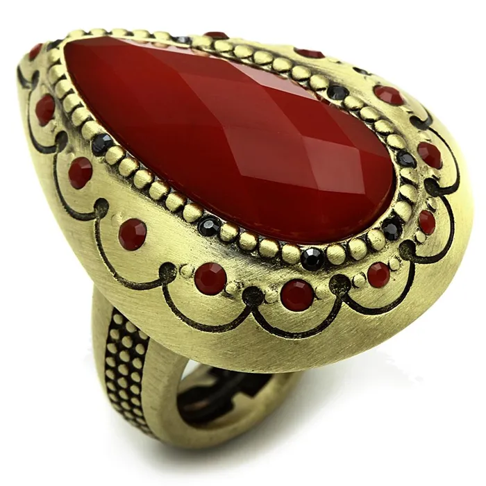 Alamode LO3886 Antique Copper Brass Ring with Synthetic Synthetic Stone in Siam Rings Alamode LO3886 Antique Copper Brass Ring with Synthetic Synthetic Stone in Siam Rings