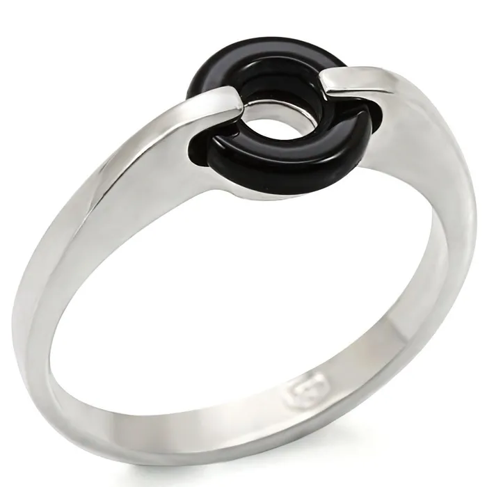Alamode LOS456 Silver 925 Sterling Silver Ring with SemiPrecious Agate in Jet Rings Alamode LOS456 Silver 925 Sterling Silver Ring with SemiPrecious Agate in Jet Rings