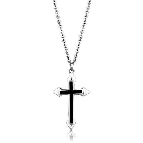 Alamode Necklaces TK1935 High polished no plating Stainless Steel Chain Pendant with Epoxy in Jet