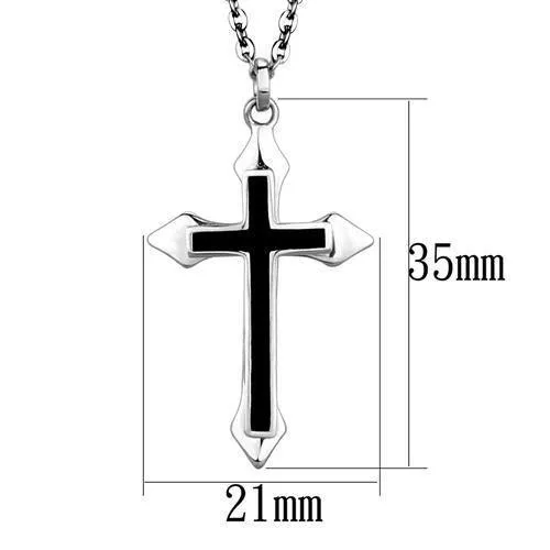 Alamode Necklaces TK1935 High polished no plating Stainless Steel Chain Pendant with Epoxy in Jet