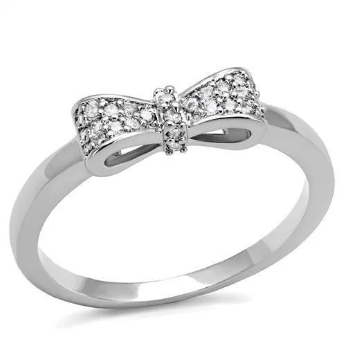 Alamode Rings 3W1235 Rhodium Brass Ring with AAA Grade CZ in Clear
