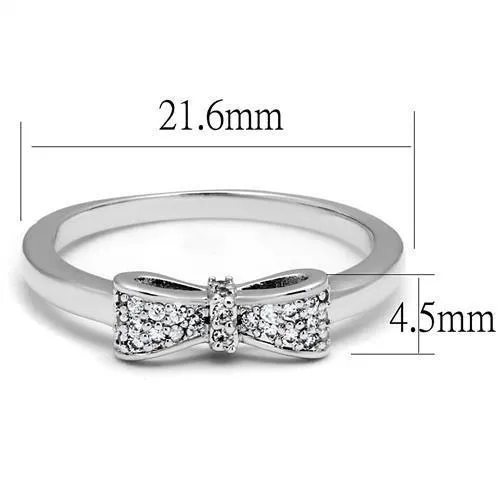 Alamode Rings 3W1235 Rhodium Brass Ring with AAA Grade CZ in Clear