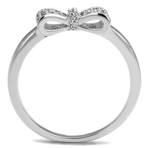 Alamode Rings 3W1235 Rhodium Brass Ring with AAA Grade CZ in Clear
