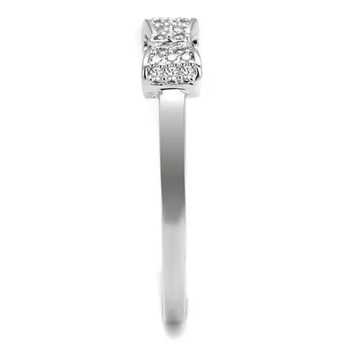 Alamode Rings 3W1235 Rhodium Brass Ring with AAA Grade CZ in Clear