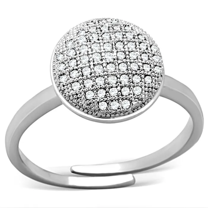 Alamode Rings 3W502 Rhodium Brass Ring with AAA Grade CZ in Clear