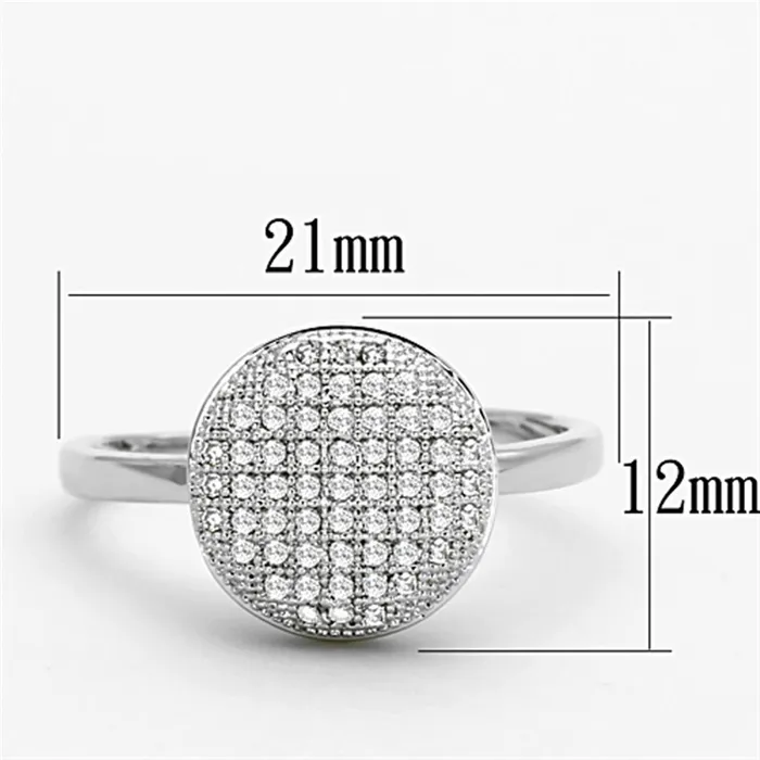 Alamode Rings 3W502 Rhodium Brass Ring with AAA Grade CZ in Clear