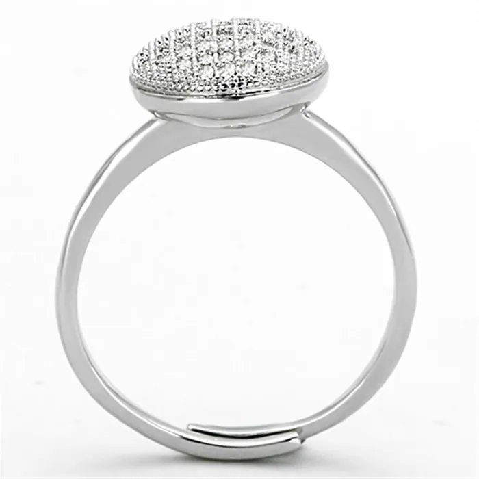 Alamode Rings 3W502 Rhodium Brass Ring with AAA Grade CZ in Clear