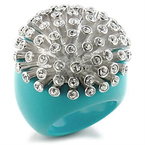 Alamode Rings 9W198 Rhodium Brass Ring with Top Grade Crystal in Clear